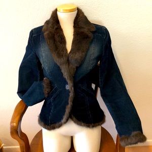 Armani exchange fur and denim jacket